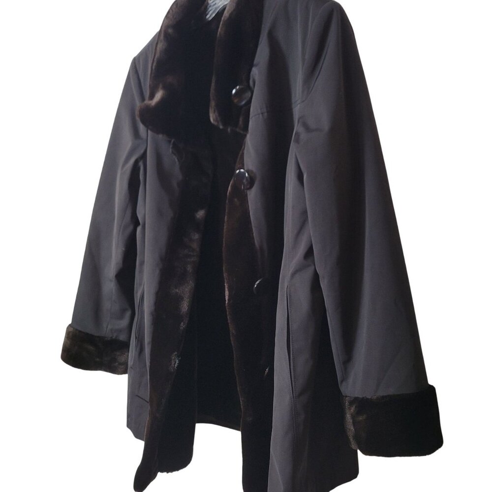 Gallery Womens Coat With Black Faux Fur Lining & Trim - Picture 4 of 11